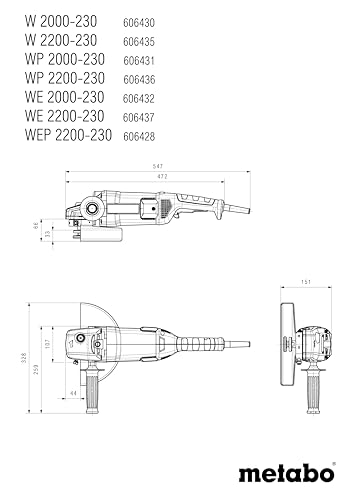 Meuleuse d'angle METABO WE 2200 230 230mm Professionnelle - vue 3