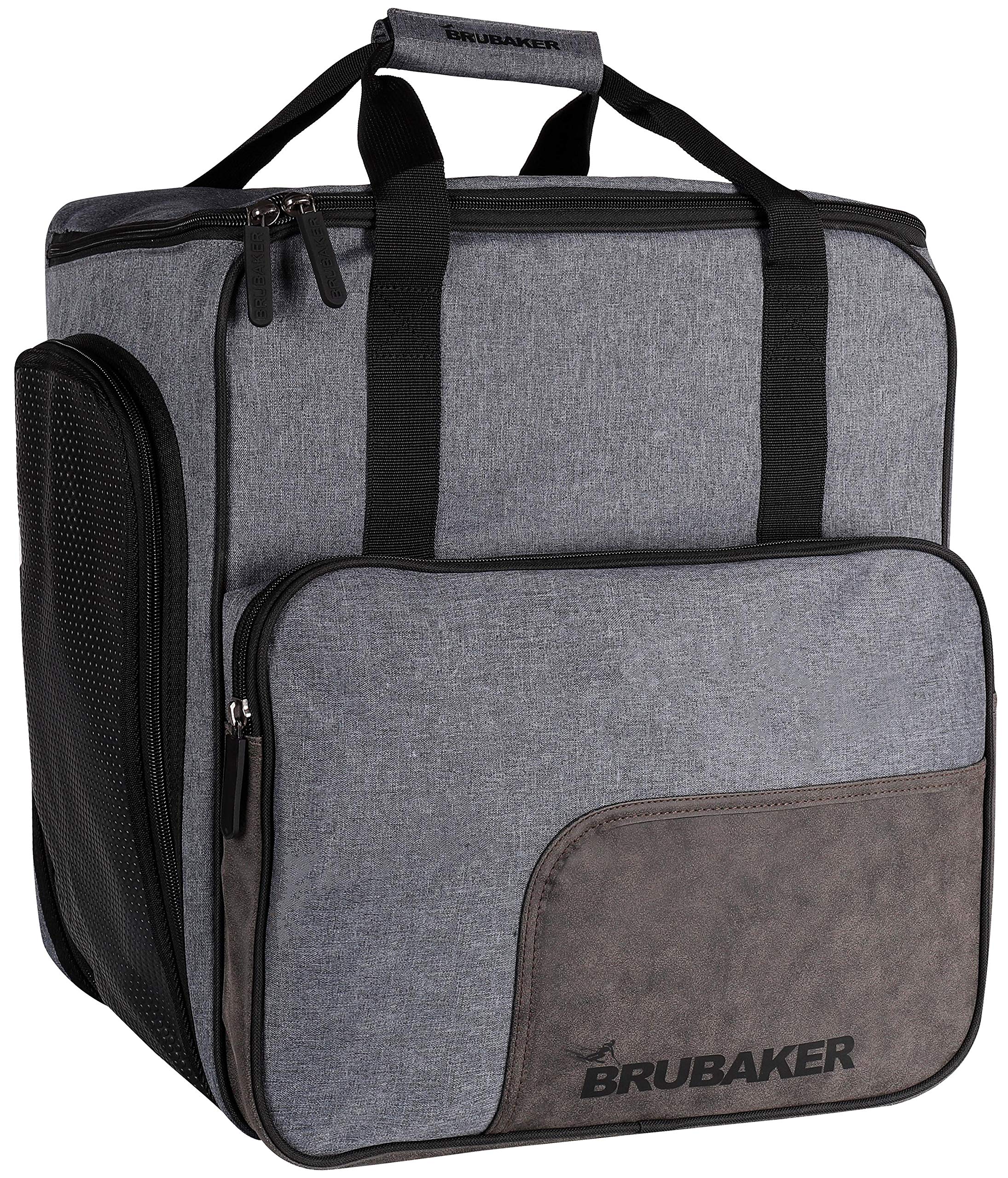 BRUBAKER Super Performance Ski Boot Bag Helmet Bag Backpack with Shoe Compartment - Grey Black