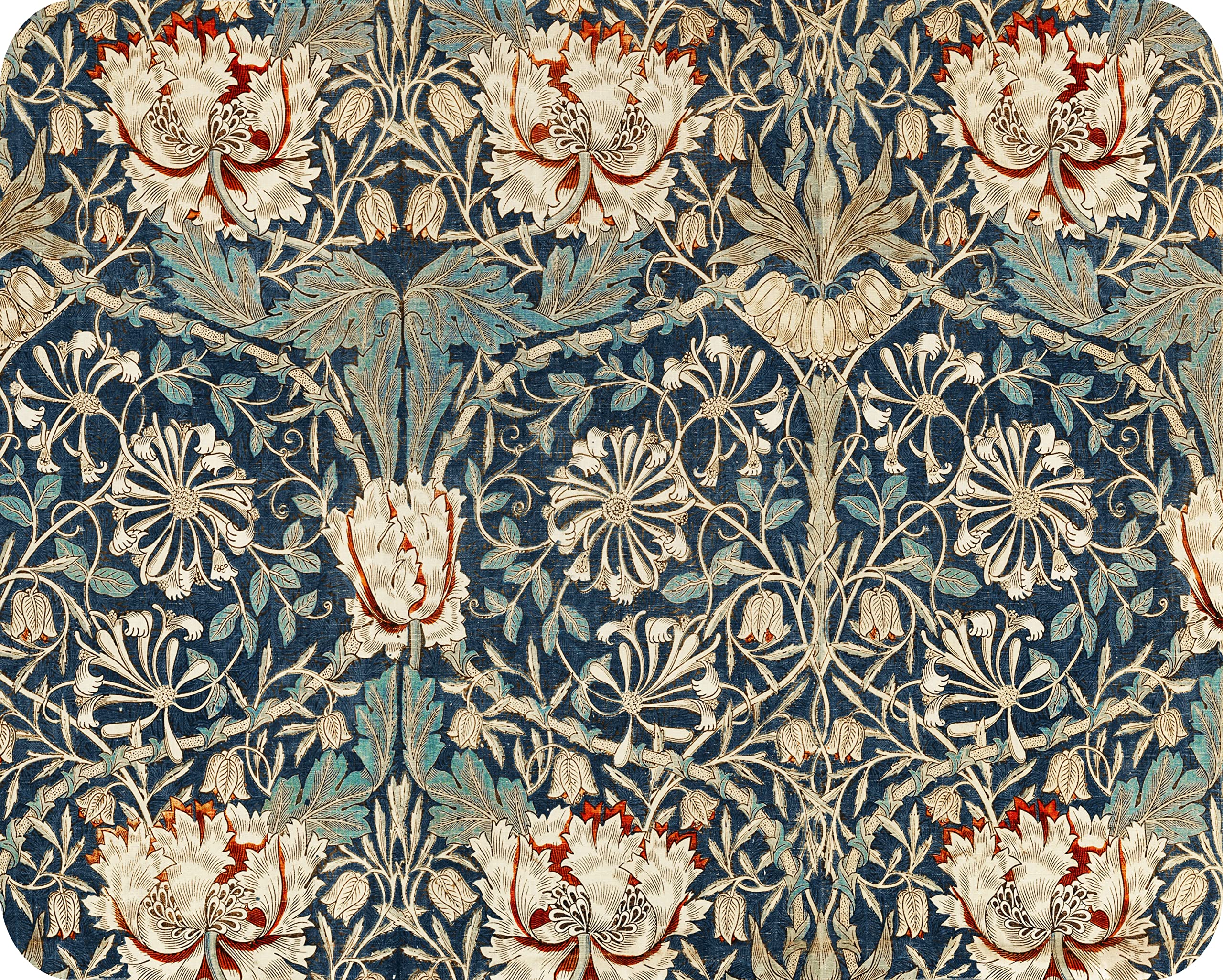 William Morris - Float Glass Worktop Saver/Protector | Cutting Board - by Pearl Glass (50 x 40cm Large, Honeysuckle)