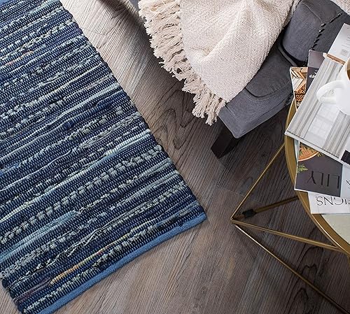 Miniatura 4 de DII Chindi Home Collection Alfombra de trapillo de área multicolor tejida a mano, 20 x 31.5 pulgadas, color azul náutico