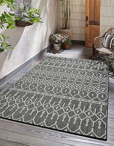 Vista 20 de Adiva Rugs - Alfombra para interior y exterior, tapete fácil de limpiar, resistente a la intemperie y las manchas, para comedor, patio, terraza