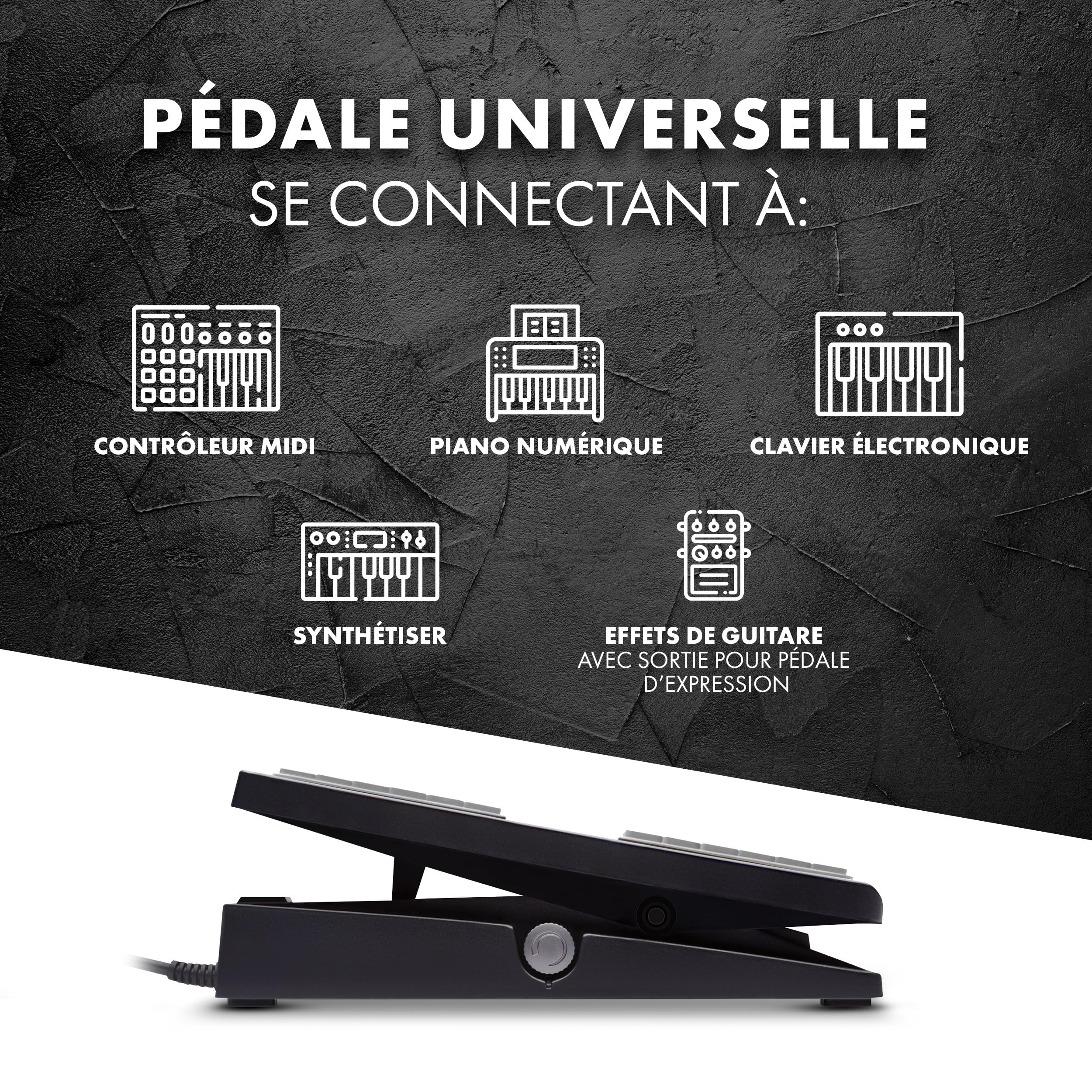 M-AUDIO EX-P - Pédale d’Expression Universelle pour Claviers, Claviers/Contrôleurs MIDI et Pédales d’Effets de Guitare Compatibles avec Commutateur de Polarité Intégré