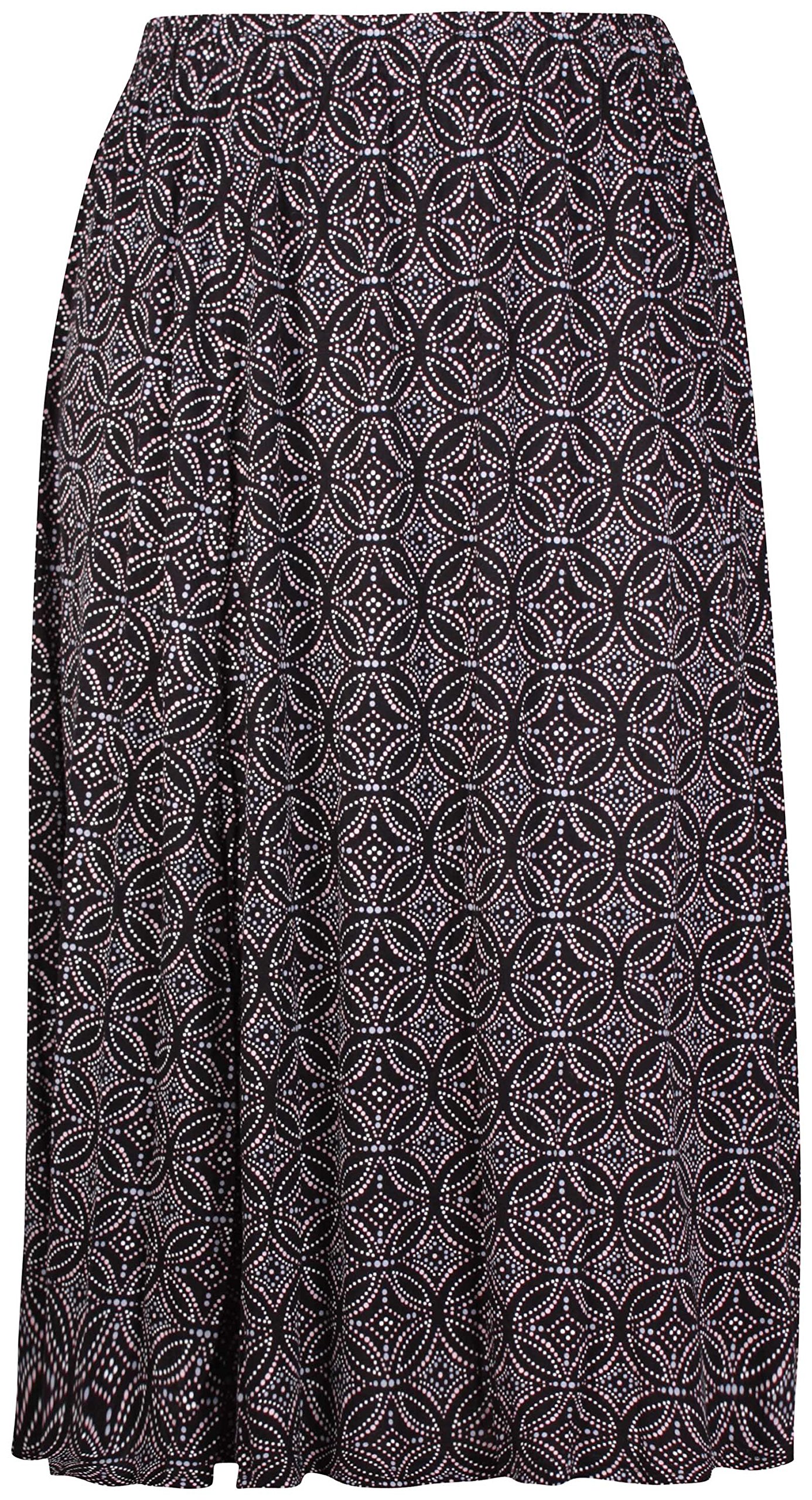 WearAll Plus Womens Elasticated Midi Skirt Ladies Spot Cirle Print Stretch New Circle Print 24-26