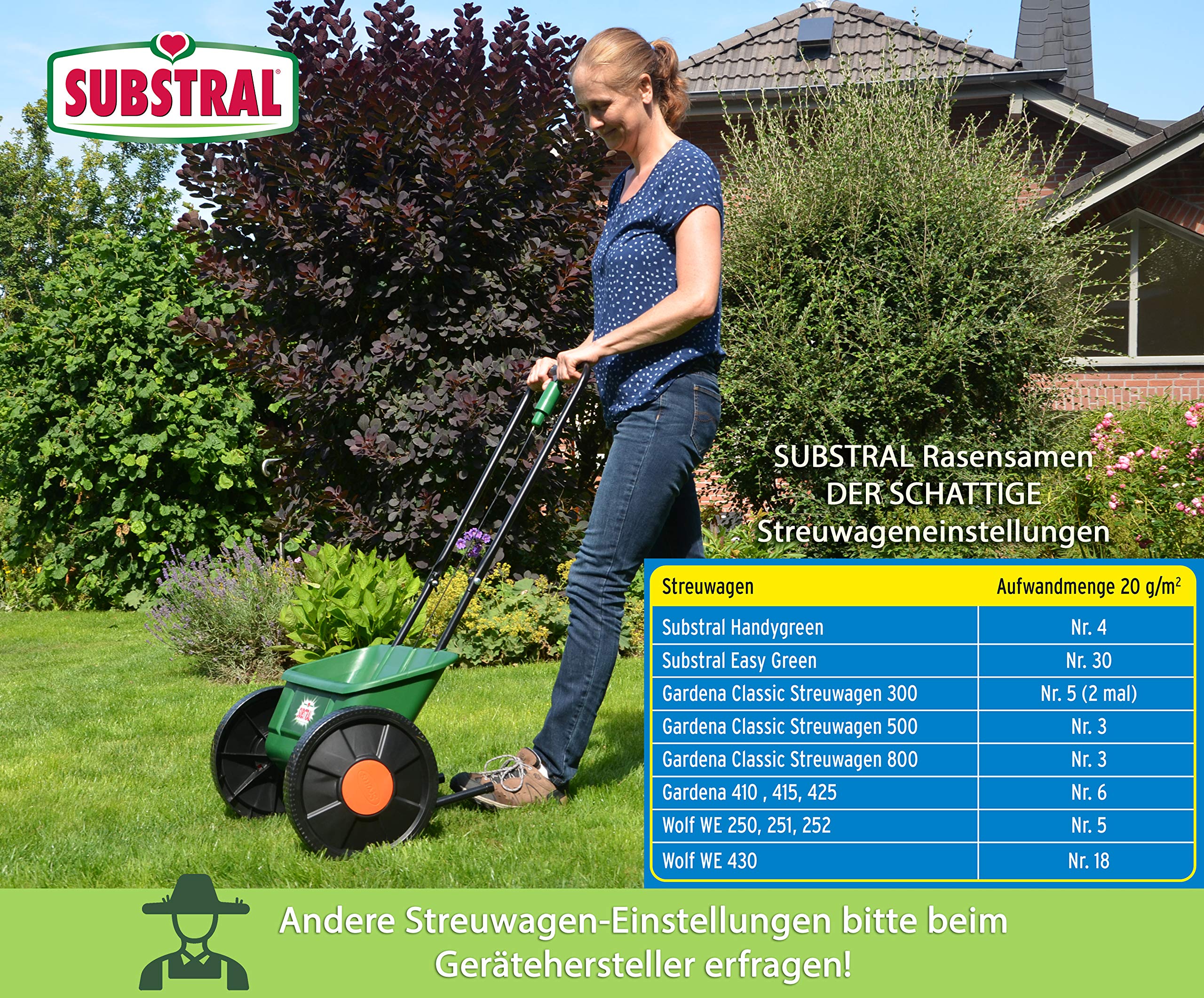 Substral Lawn Seed The Shady Shadow Lawn - Compuesto exclusivo para semillas de césped de primera calidad para lugares sombreados con césped de bosque real - 2 kg por 100 m²
