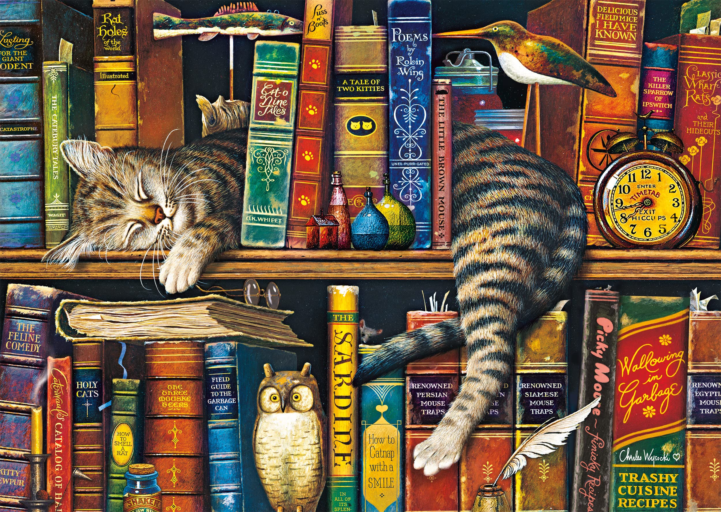Schmidt Spiele 59991 Gatto sullo scaffale, puzzle da 1000 pezzi, Multicolore, one Size