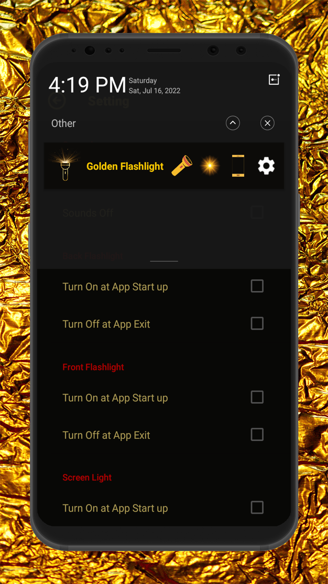 Golden Flashlight for Android