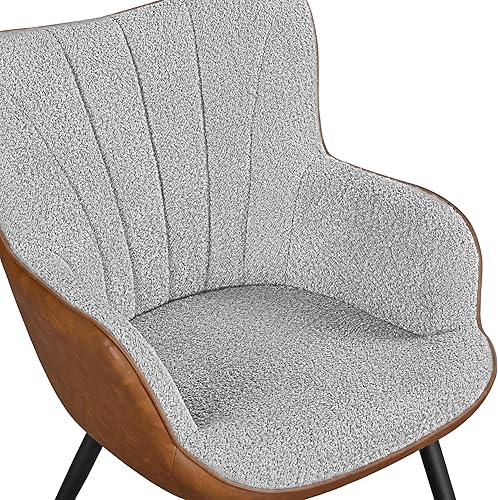 Miniatura 9 de Topeakmart Silla decorativa tapizada de tela, moderna silla de comedor, silla lateral curvada con respaldo para sala de estar, comedor, dormitorio,