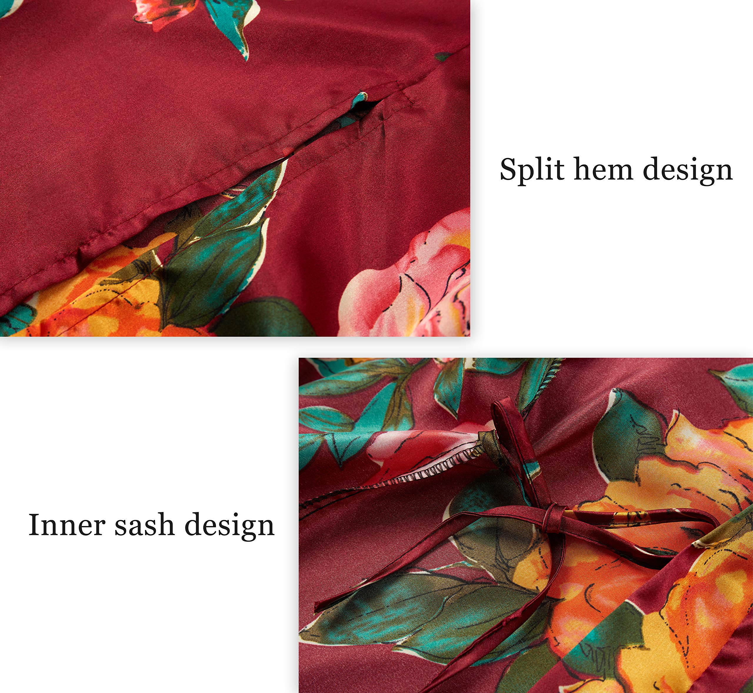 BABEYOND Damski szlafrok poranny maxi długi satynowy lato kimono kwiatowy wzór nadrukowany szlafrok kimono, kardigan damski, długi szlafrok w kwiaty, płaszcz do spania dla dziewcząt, piżama na imprezę