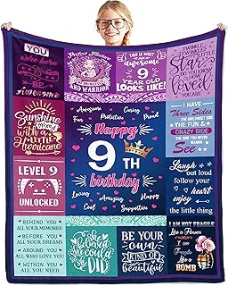 9 Year Old Girl Gifts Blanket 50"x60", Gifts for 9 Year Old Girls, 9 Year Old Girl Gifts for Birthday, Gift for 9 Year Old Girl, Birthday Gifts for 9 Year Old Girl, 9th Bday Gift Throw