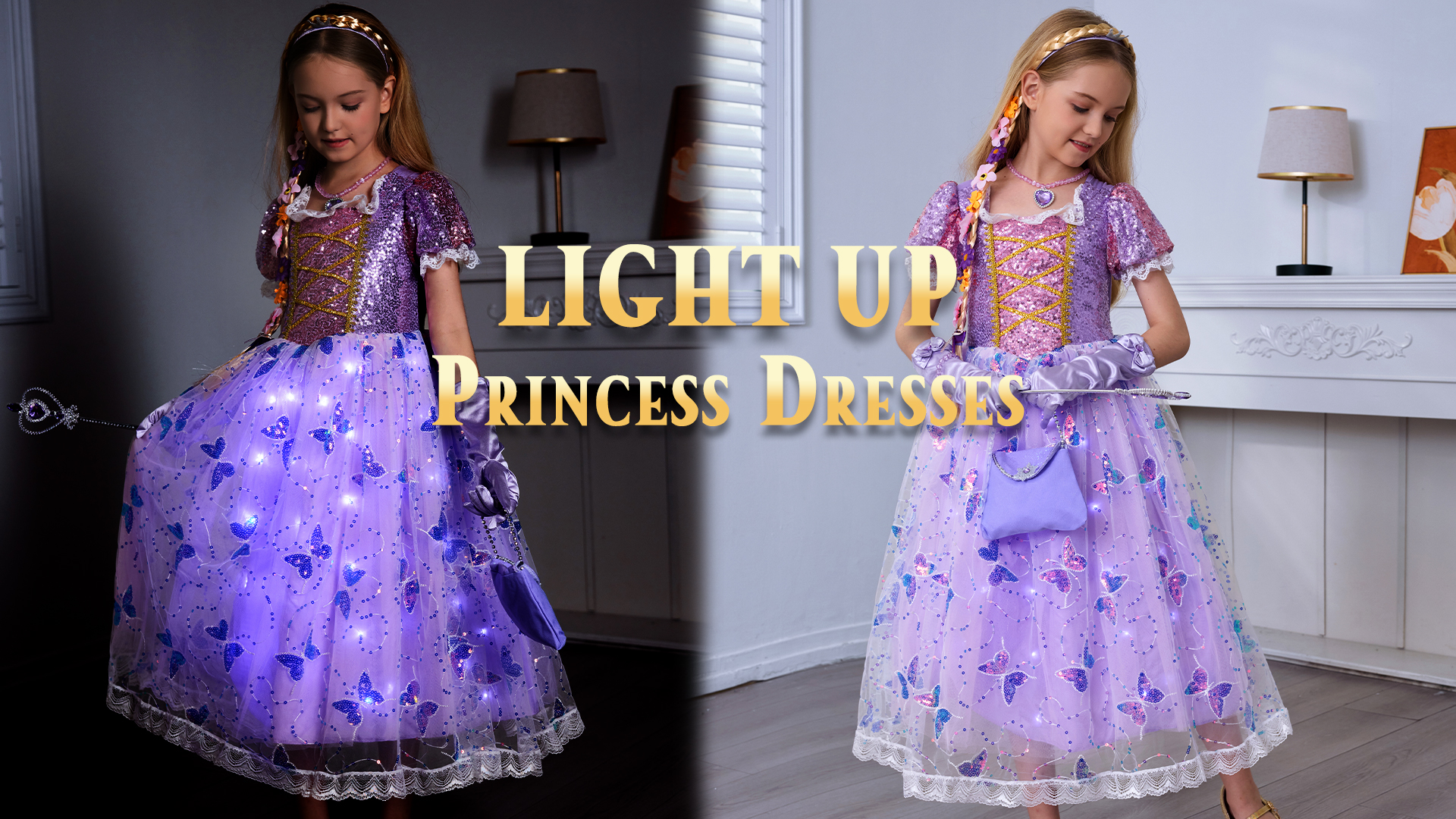 Disfraz de princesa iluminado para niñas 3-8 años miniatura 7