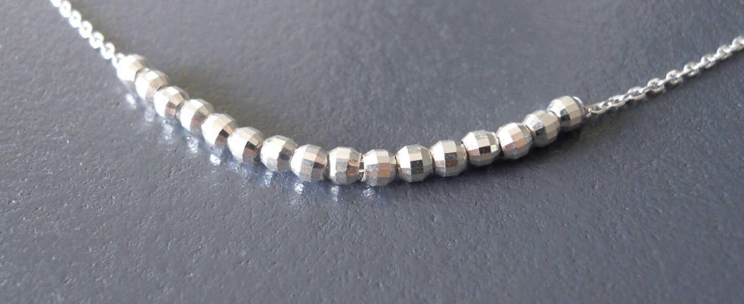 Amazon.com: Annika Bella 925 Sterling Silver Beaded Bar Necklace 