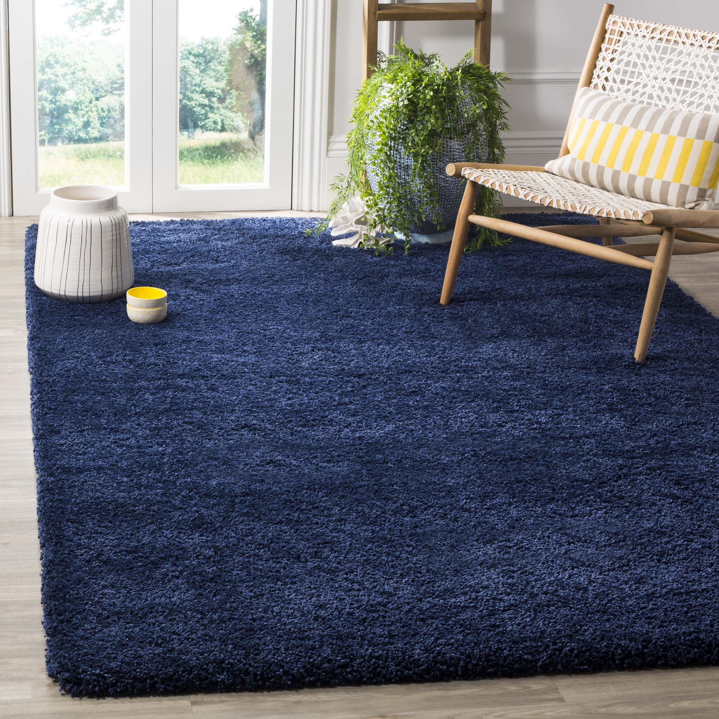 Safavieh Milan Shag Collection Navy Area Rug (5'1" x 8')