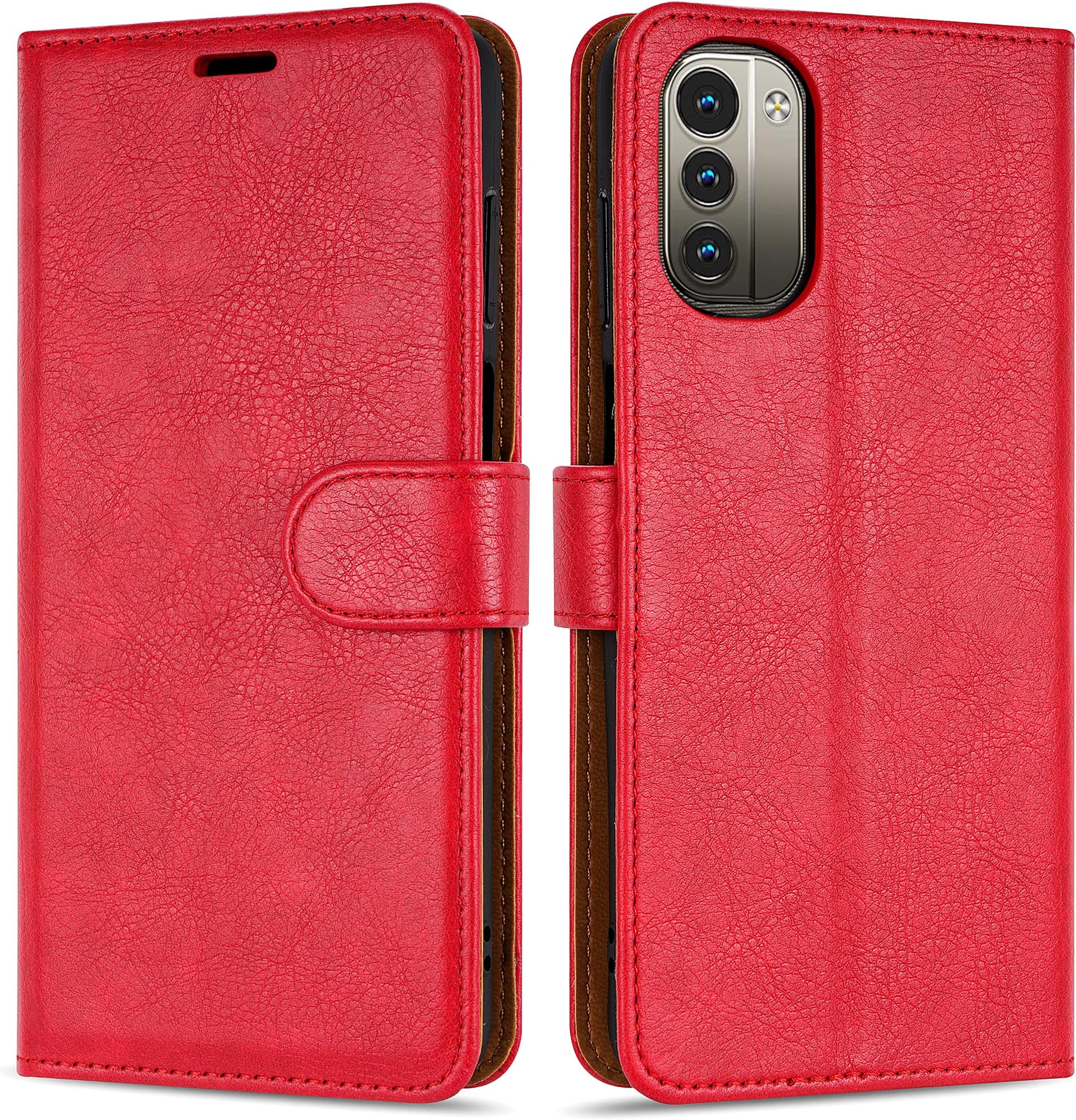 Case Collection for Nokia G11 / Nokia G21 Phone Case - Premium Leather Folio Flip Cover | Magnetic Closure | Kickstand | Money and Card Holder Wallet Red