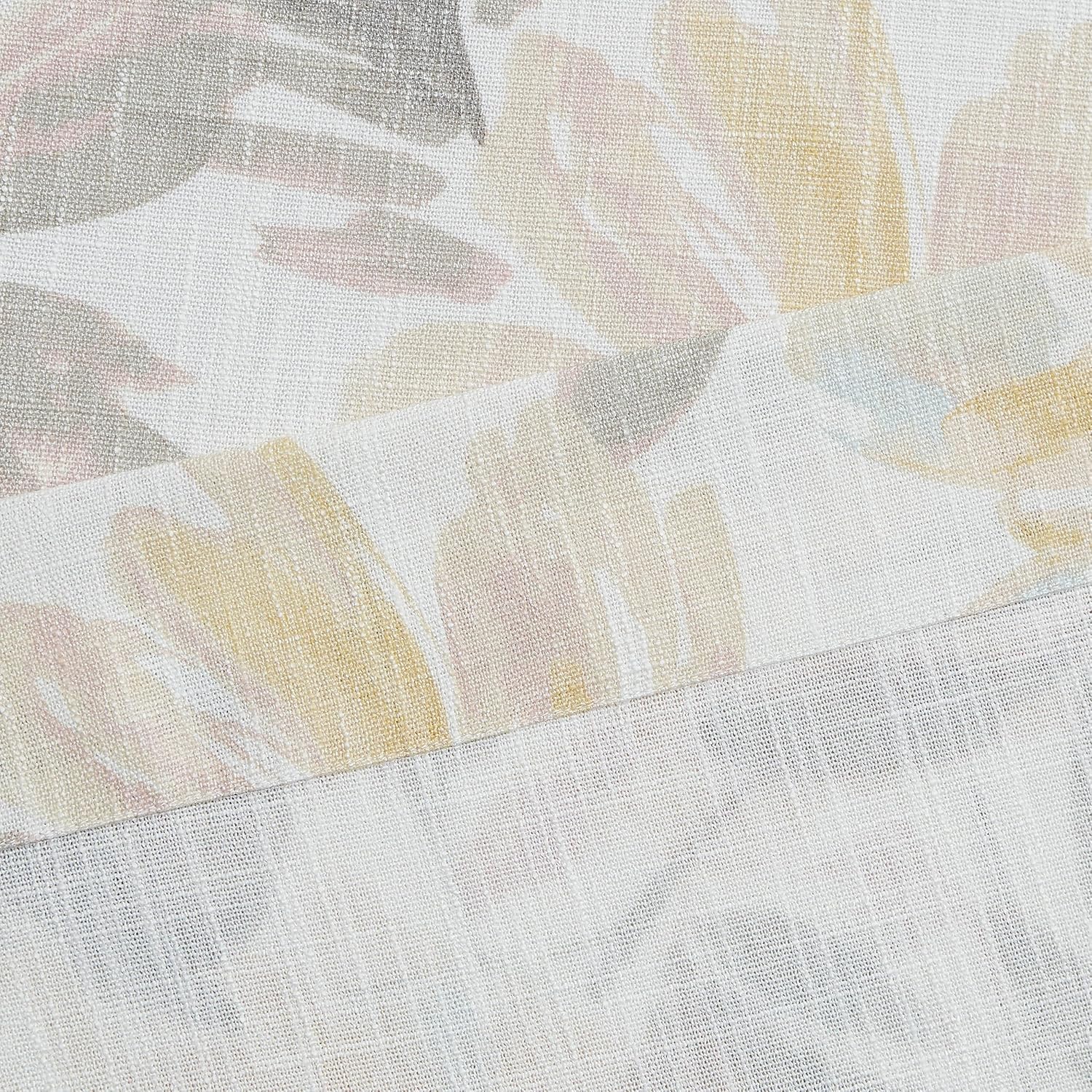 WEST LAKE 90 Inches Yellow Floral Window Curtain Panels for Living Room Bedroom,Yellow Botanical Flowers on Cream Semi Sheer Drapes,Farmhouse Grommet Window Treatment,52" Wx90 L(Pack of 2)