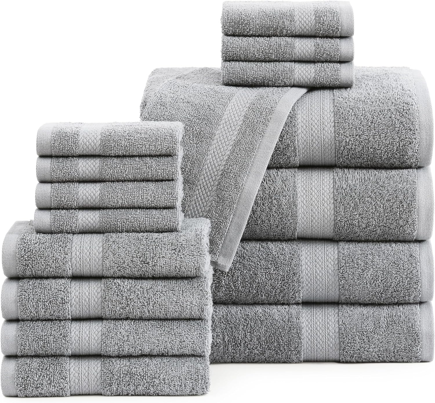 LANE LINEN 100% Cotton Luxury Bathroom Towel Set – 16 Pcs – Ring Spun, Quick Dry, Super Soft & Highly Absorbent – 4 Bath, 8 Washcloths, 4 Hand Towels – Pre Shrunk, Can be Used in Salon – Space Grey LANE LINEN 100% Cotton Luxury Bathroom Towel Set – 16 Pcs – Ring Spun, Quick Dry, Super Soft & Highly Absorbent – 4 Bath, 8 Washcloths, 4 Hand Towels – Pre Shrunk, Can be Used in Salon – Space Grey