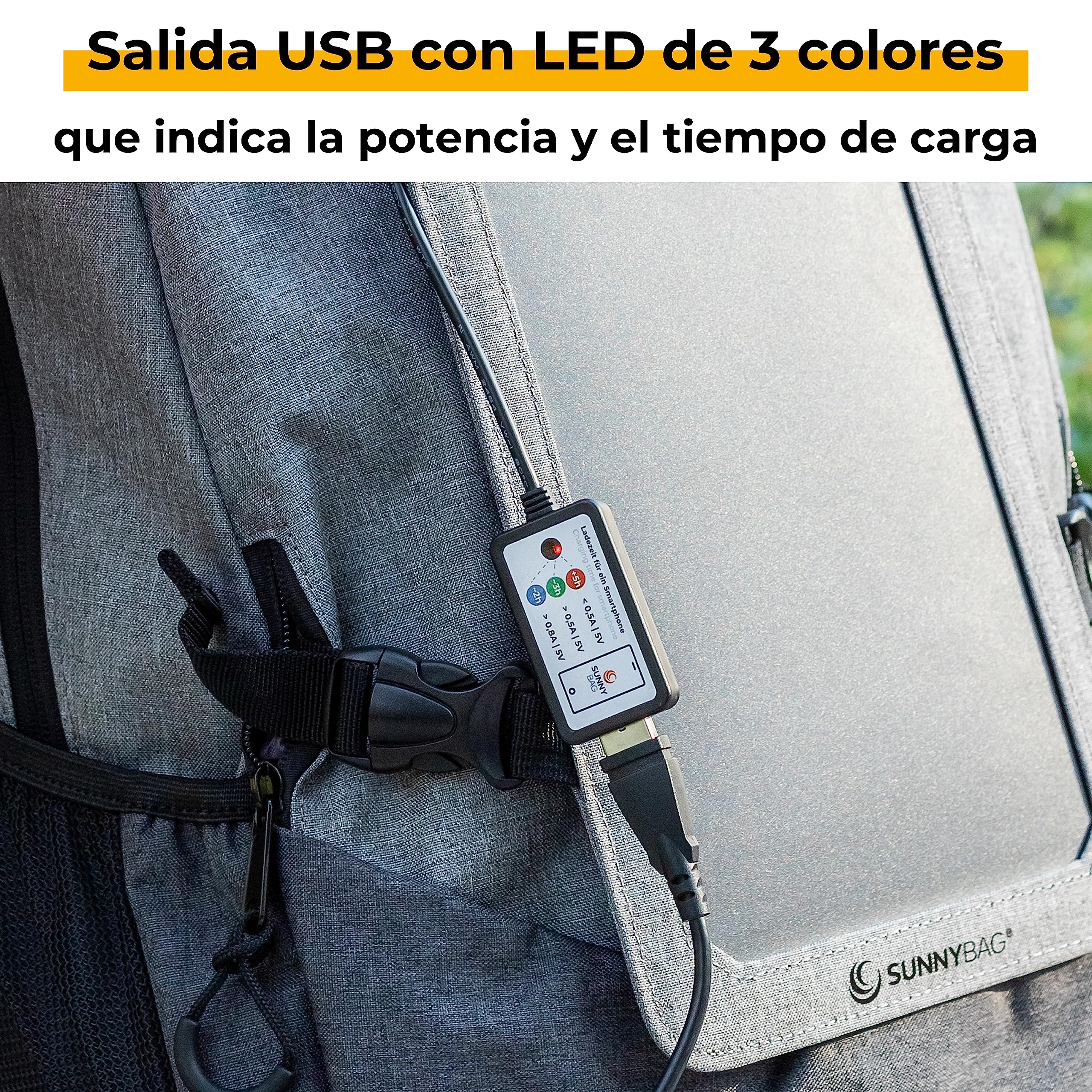 Sunnybag Explorer+ Mochila Solar con Panel Solar Desmontable de 6 vatios | con Puerto USB para Cargar móviles y Dispositivos USB | Incluye Compartimento para portátil | Repelente al Agua | 15 litros