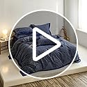 VM VOUGEMARKET Navy Blue Duvet Cover Queen,3 Pieces Retro Boho Paisley Bedding Set,Linen Cotton Yarn-Dyed Textured Duvet Cover with Zipper Closure