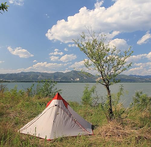 Miniatura 6 de YOUGLE Tienda de campaña tipo tipi para 2-3 personas, 4 estaciones, resistente a la lluvia y al viento, tiendas de campaña piramidales para camping,