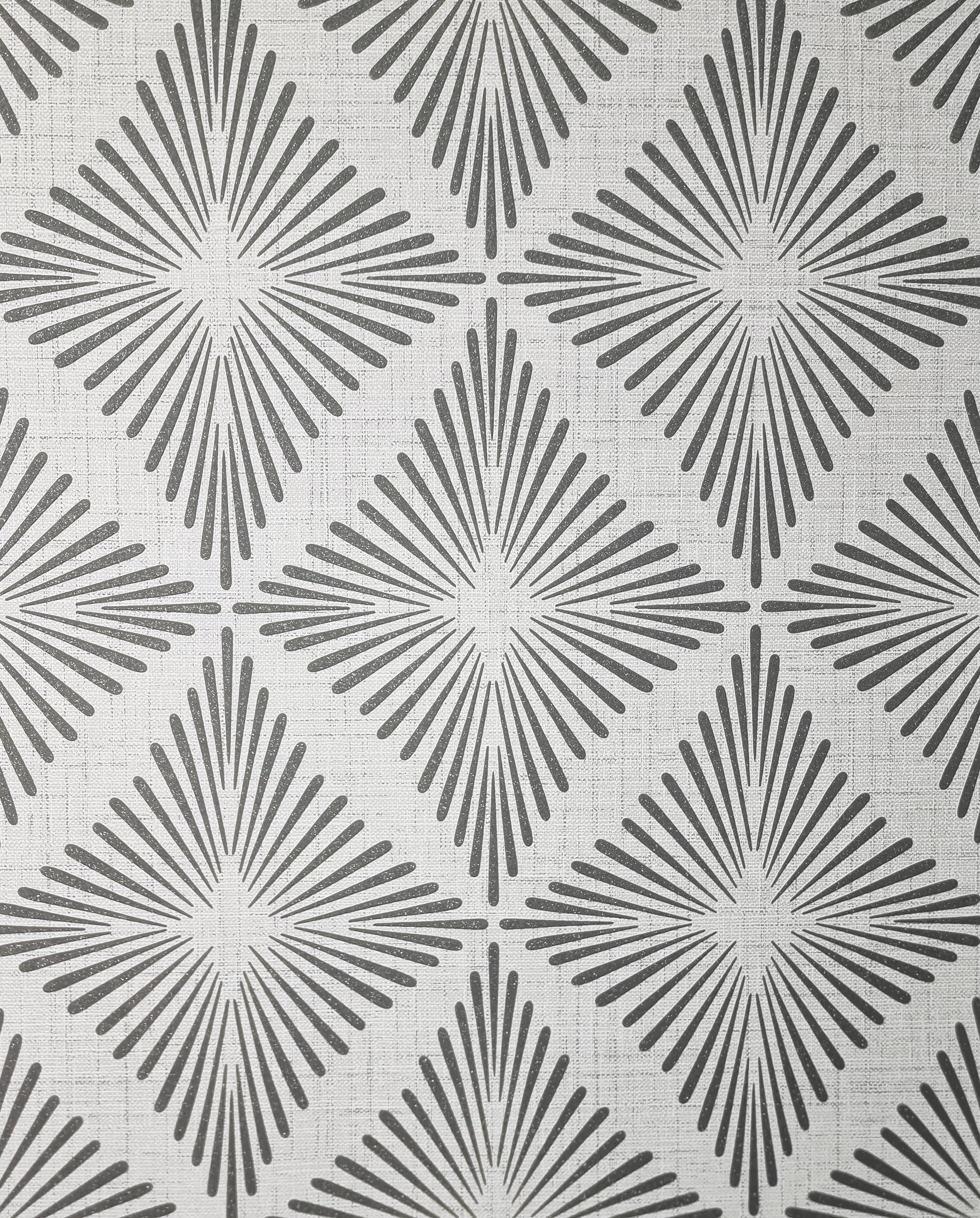 Fine Décor Denver Textured Vinyl Wallpaper - Grey - Starburst Motif