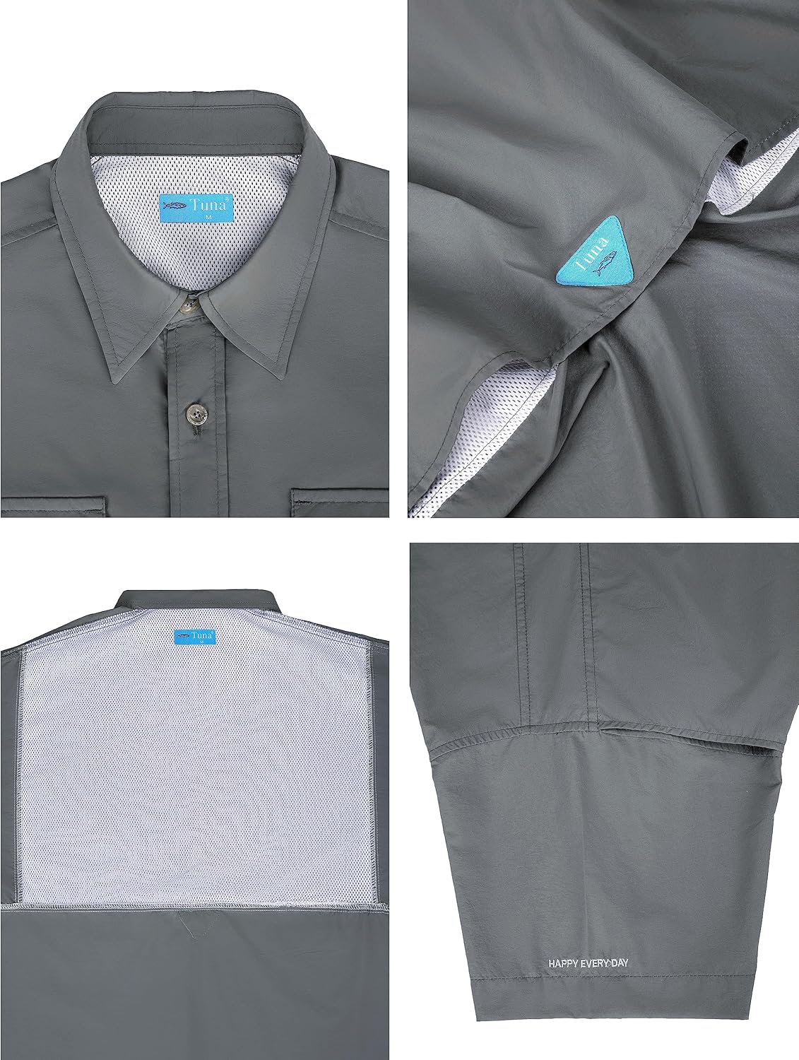 Men's UV UPF 50+ Sun Protection Soild Waterproof Breathable Fast Dry SPF Hiking Fishing Short Sleeve Shirt