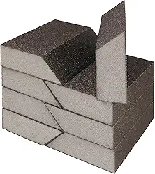 Blocos de lixa angular de 120 grãos, bloco de areia de esponja fina Jamiikury lavável e reutilizável, bloco de lixa úmida e seca para drywall de madeira e tinta de móveis - pacote com 8