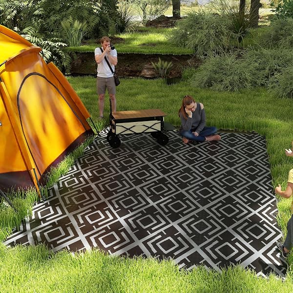 Outsunny Alfombra Reversible para Exterior con Patrón Geométrico