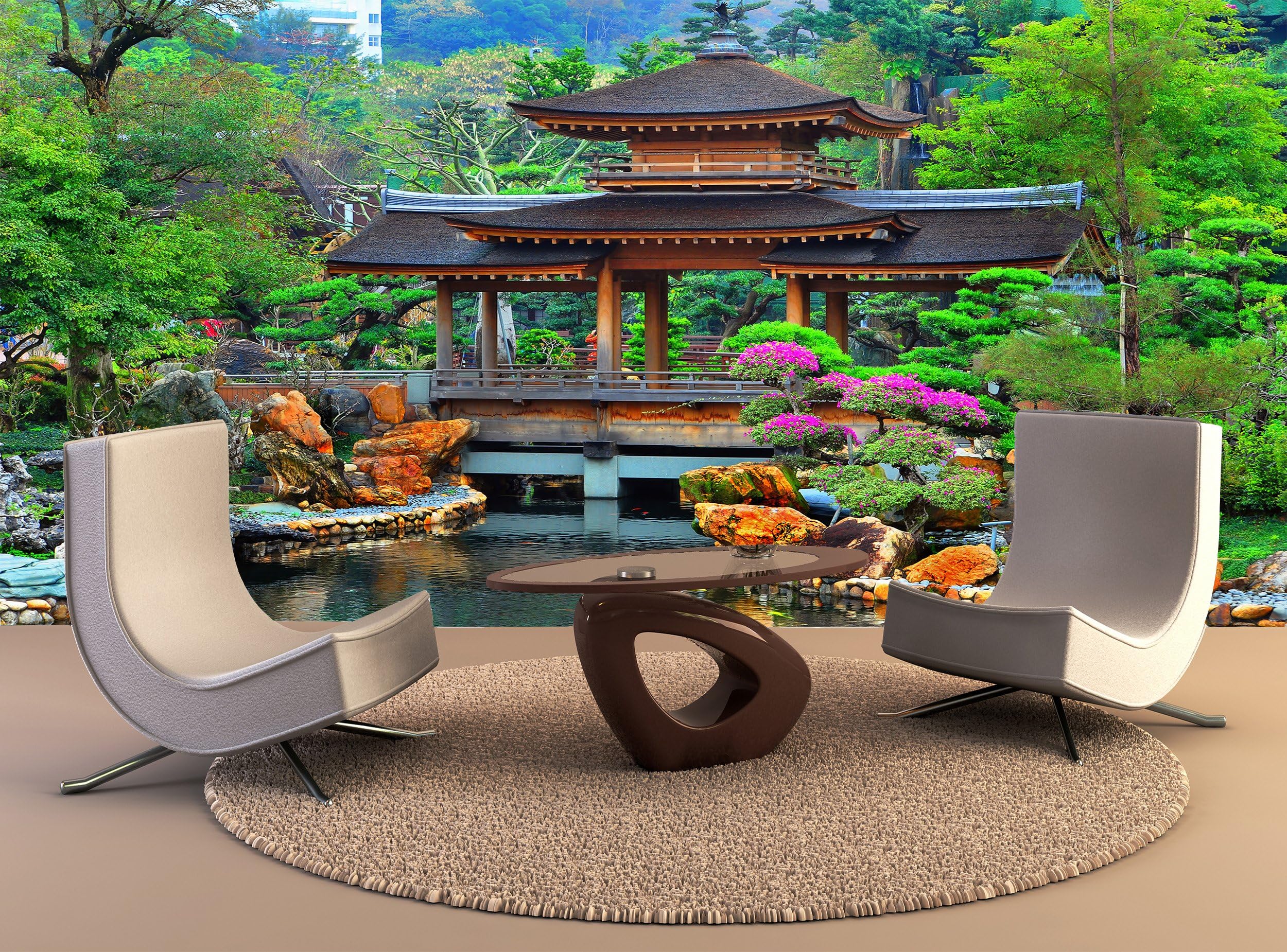 Wall Tapestry Pagoda Chinese Zen Garden Wall Art Decor Photo Wallpaper Poster High Quality Print