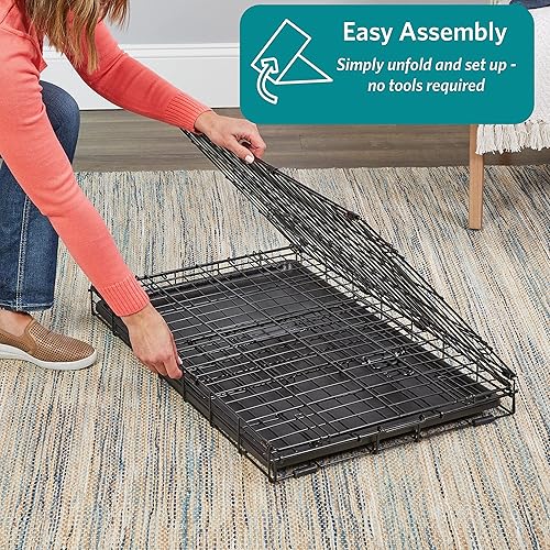 Miniatura 4 de MidWest Homes for Pets - Canil para perros iCrate de una y dos puertas mejoradas, incluye bandeja a prueba de fugas, patas protectores de suelos,