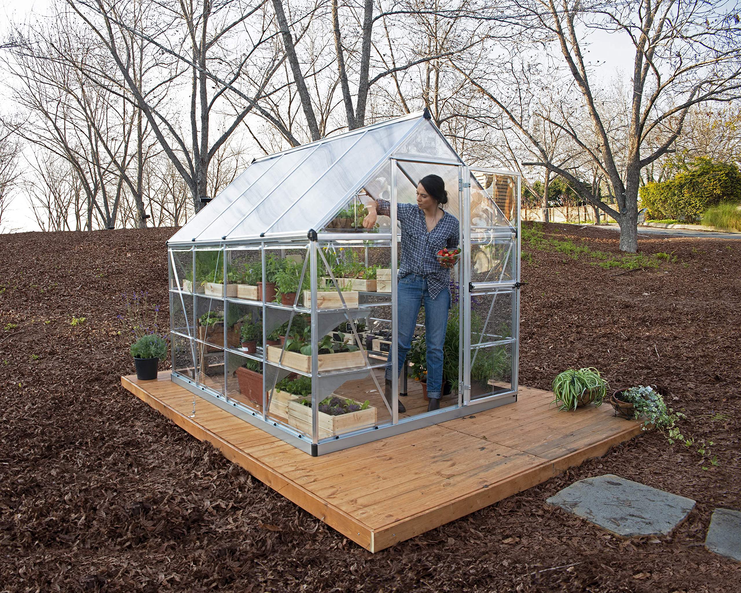 Canopia by Palram Serre de Jardin Hybrid 4.6m² (Argent) Cadre en Aluminium, Panneaux en Polycarbonate, Résistant aux UV