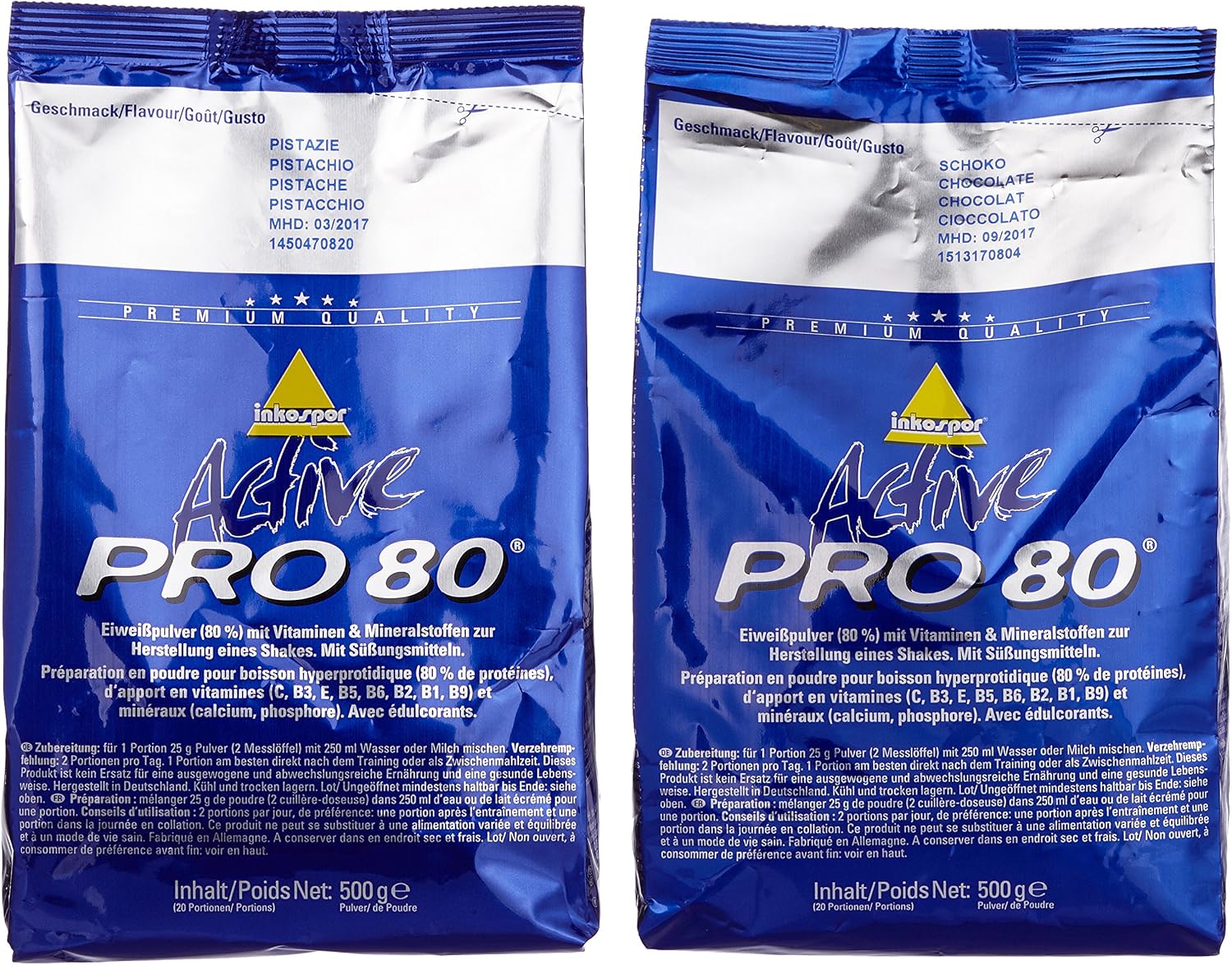 Shake protéiné Inko Active Pro 80 sacs 2 mix Pack (2 x 500 g) 1er Pack