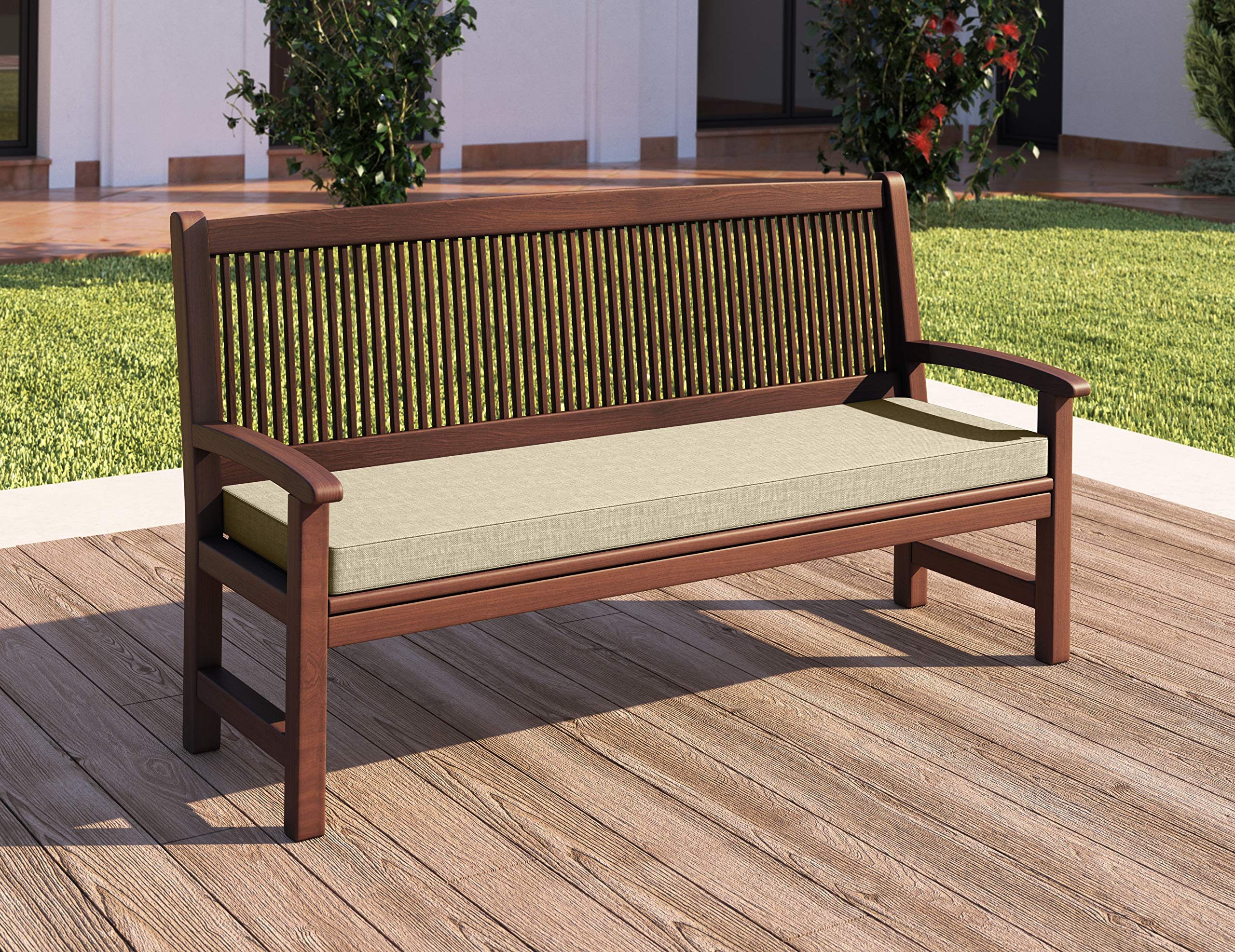 sunnypillow Cuscino per Panca da Giardino 100 x 50 x 5cm - Spessore 5 cm - Rivestimento Rimovibile, Resistente e Ideale per Uso Esterno in Giardino, Terrazza, Balcone - Cremoso