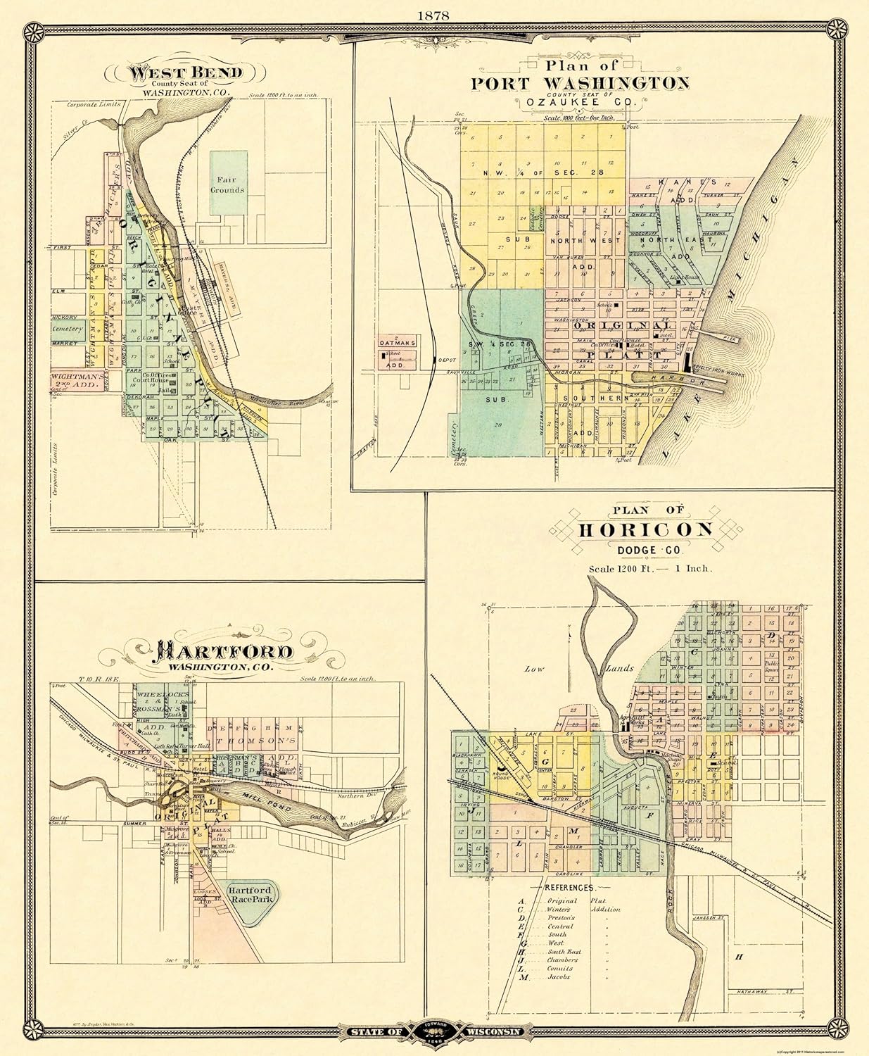 MAPS OF THE PAST Historical Map of West Bend Hartford