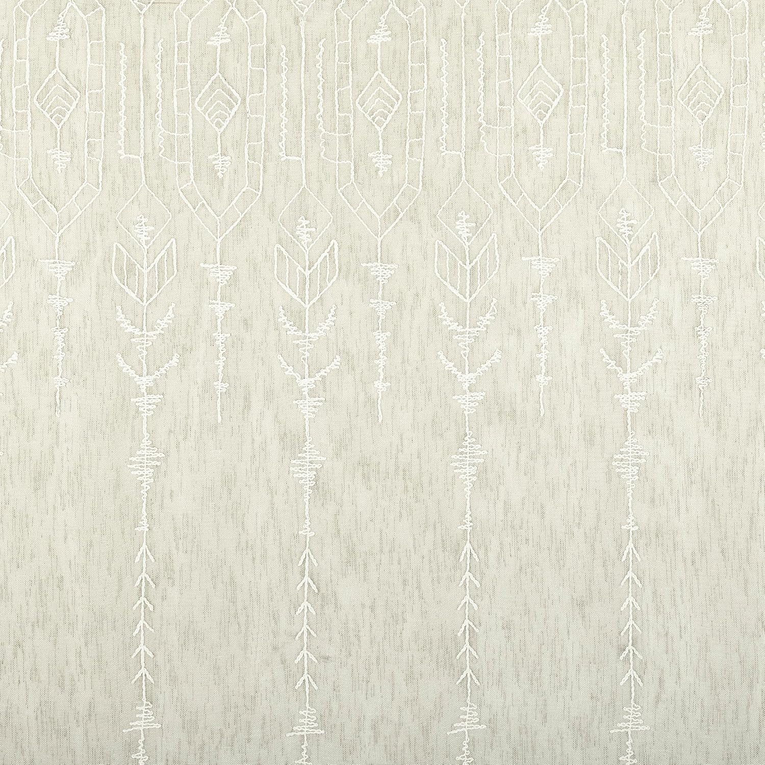 Indigo Road by Egypt Sherrod Palo Global Embroidery Semi-Sheer Rod Pocket Curtain Panel, Natural, 50" W x 84" L (1 Panel)