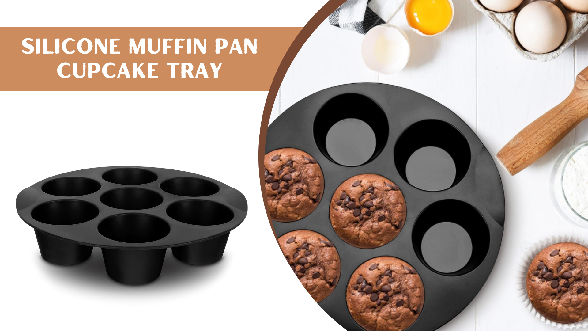 ARIOU Muffin Vormen - Muffin Pan, Siliconen Bakmuffins, 7 Cupcake Bakvormen, Cupcake Pannen Siliconen Mallen, Muffin Blikken, Keuken Bakken Gadgets, Air Fryer Accessoires voor Air Fryer Bakken