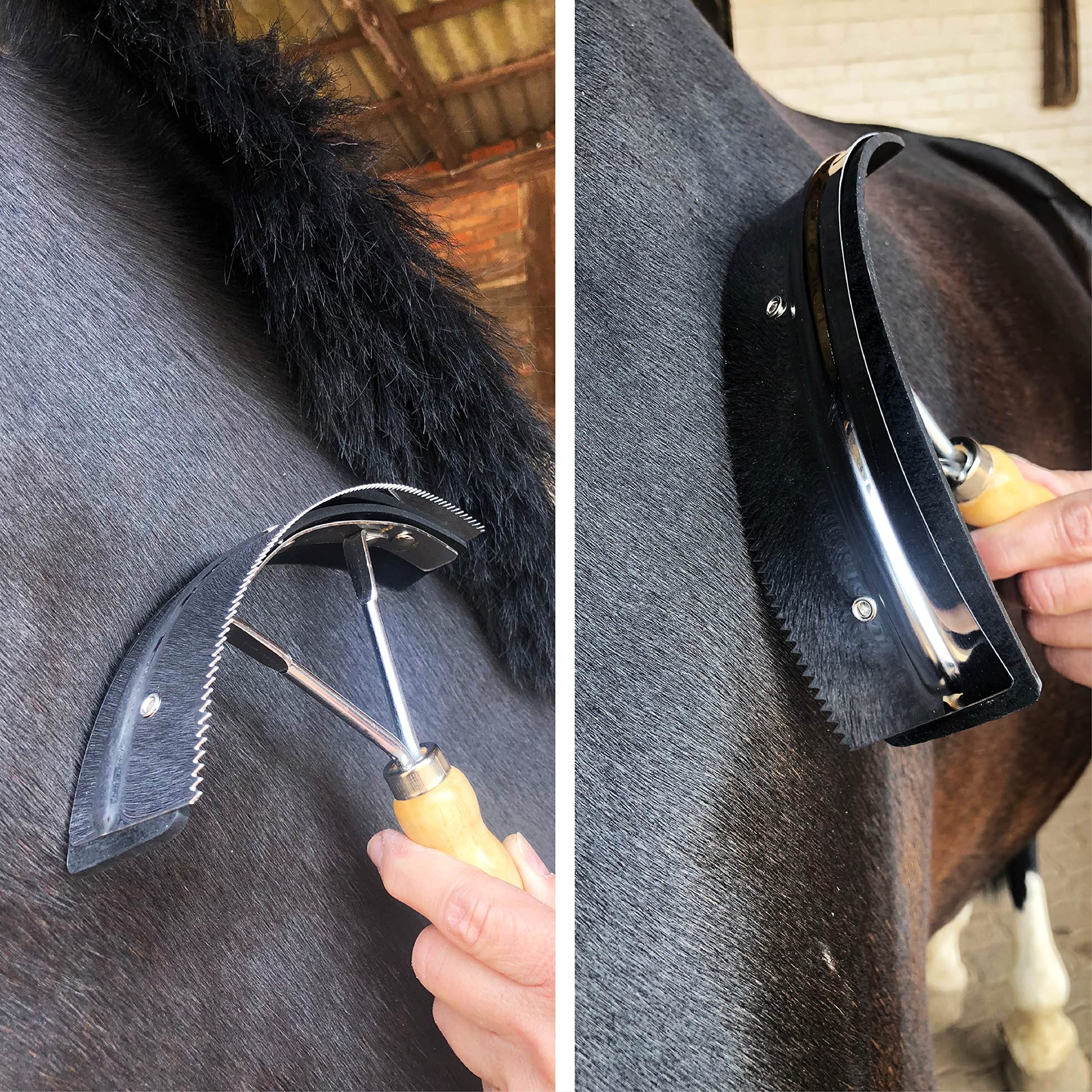 Striglia A Molla 6 Strati Per Cavalli - Pulizia Profonda Con Manico In Legno - Foto 5