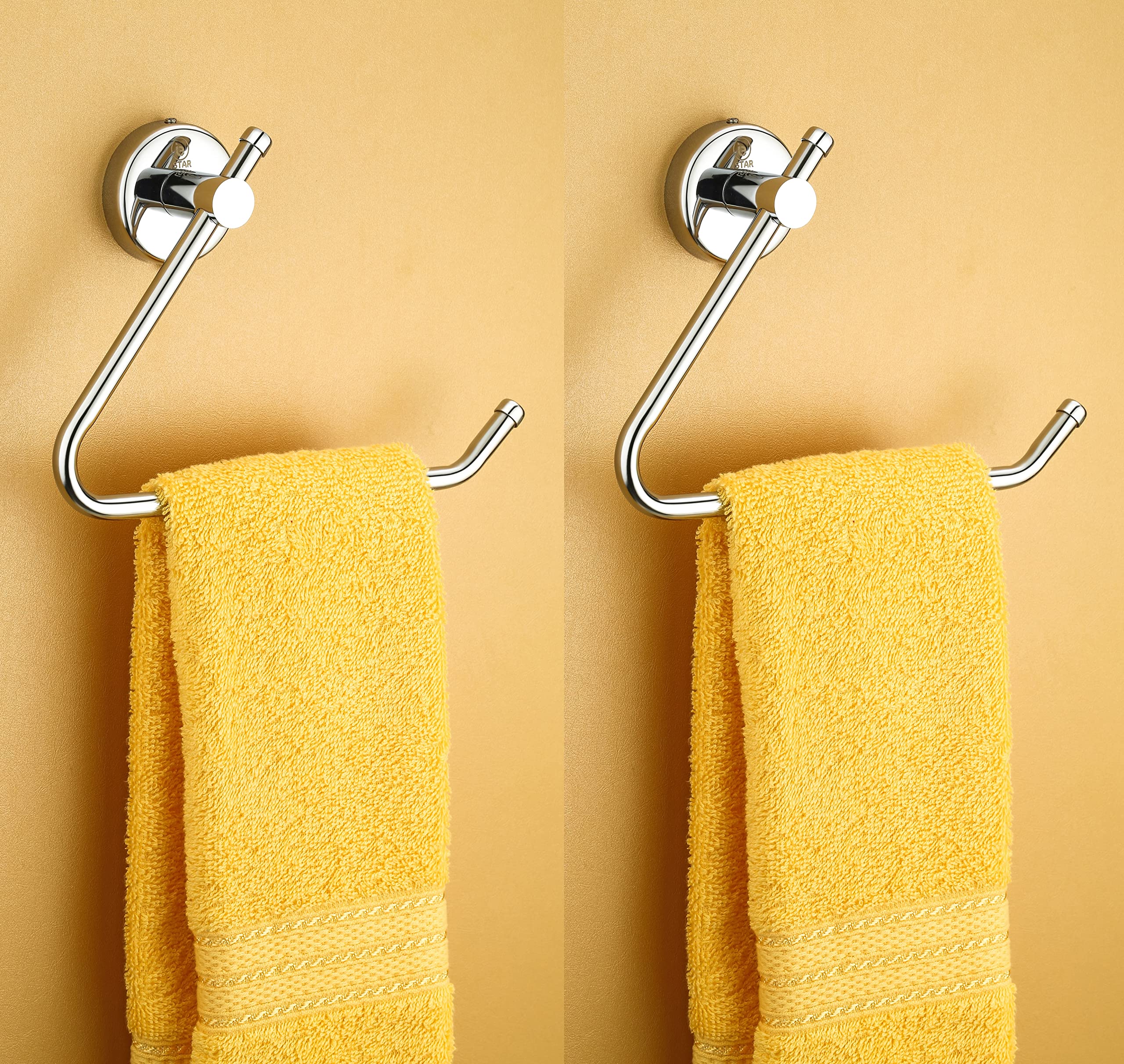 iSTAR Stainless Steel Chrome Finished Half Square Towel Ring Napkin Holder Towel Hanger Pack of 2 (B09K47G82C) Amazon Price History, Amazon Price Tracker