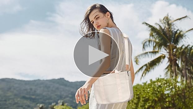 Canvas Tote Bag with Multi-Pocket for Women Large Crossbody