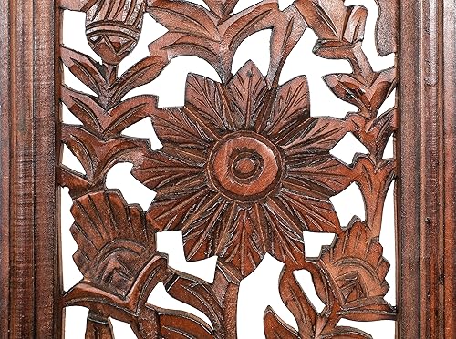 Vista 9 de Placas de madera para colgar en la pared, 36 x 12 pulgadas, juego de 2 paneles de decoración de pared de escultura elegante quemado para mejorar