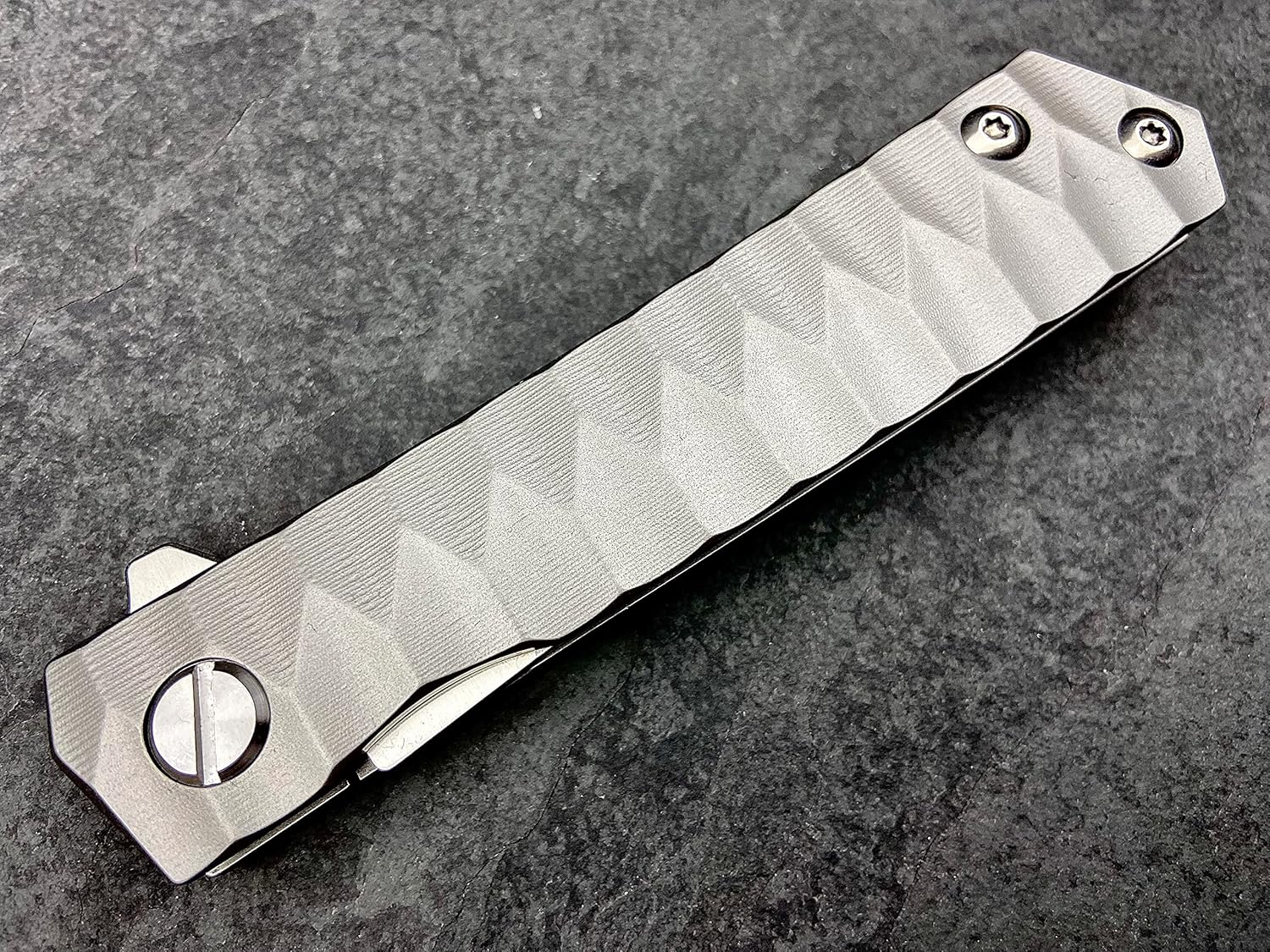 TACTICAL GEARZ Titanium Pocket Folding Knife for EDC, Solid Tc4 Titanium Handle, CPM D2 Steel Tanto Blade, Includes Sheath (Saint ST)