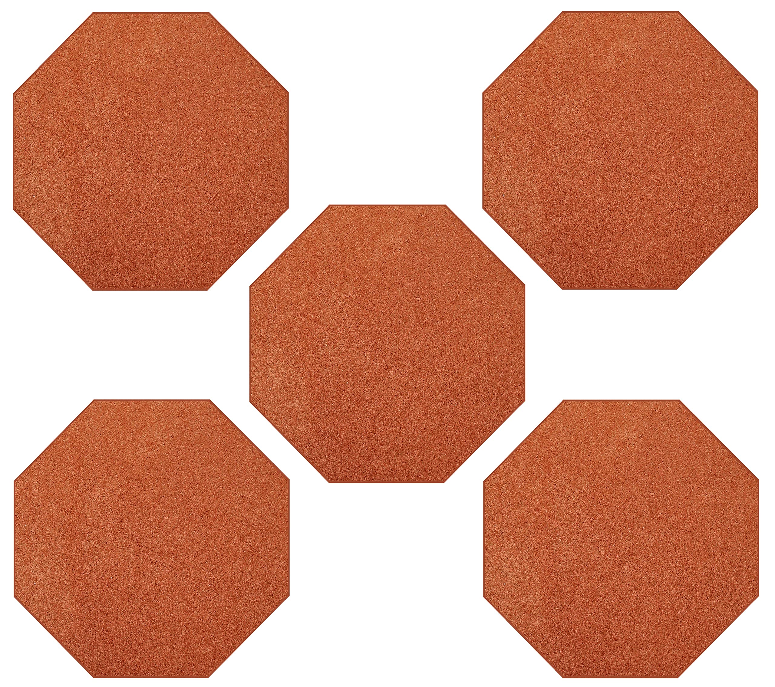 Furnish my Place Modern Plush Solid Orange Color Rug, Indoor/Outdoor Mat, Area Rugs Great for Kids, Pets, Event, Wedding, Living Room, Made in USA, 2' Octagon - Set of 5