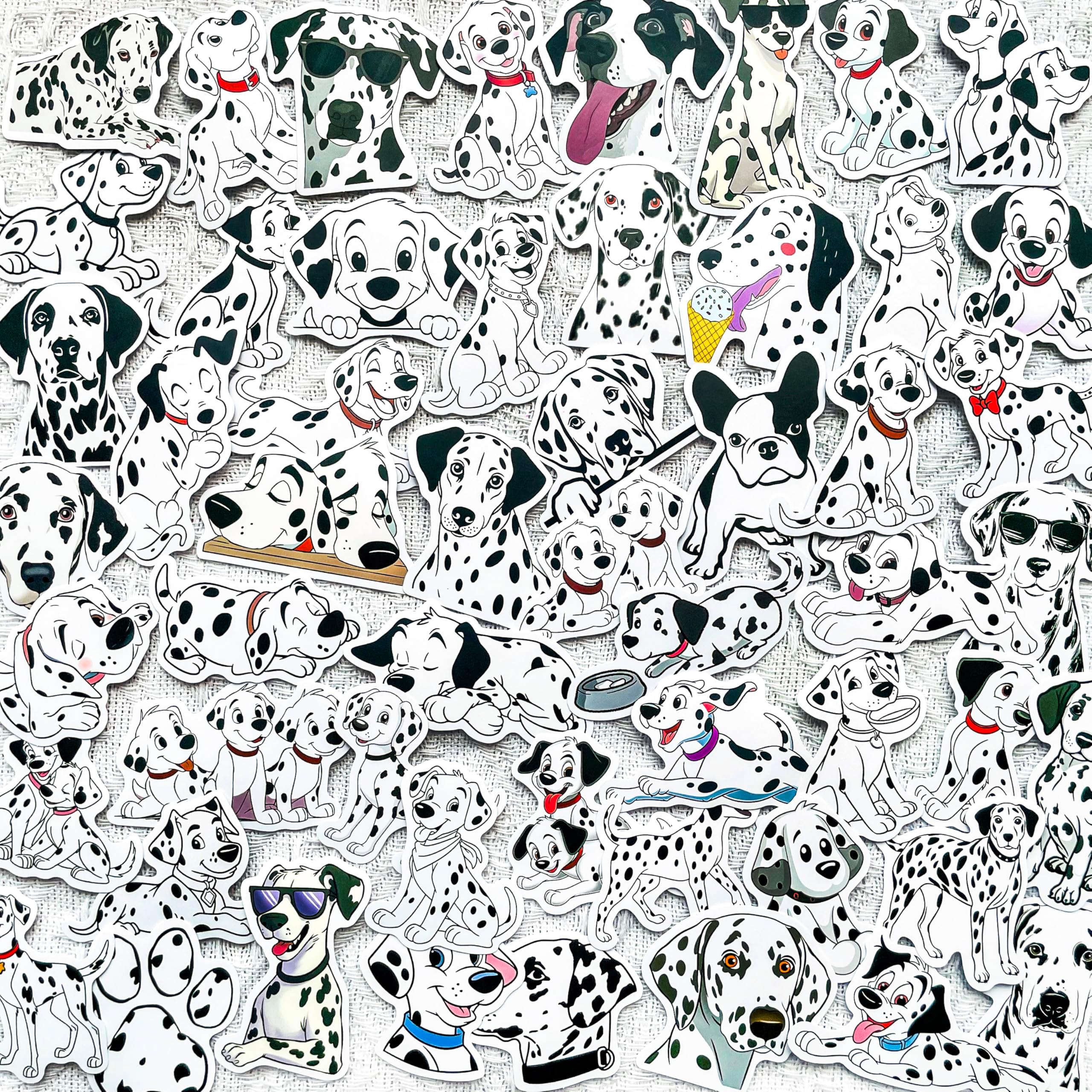 50 PCS Dalmatian Dog Stickers, Waterproof Vinyl Spotted Dog Decals for Laptop Water Bottle Journal Scrapbook Luggage Decor