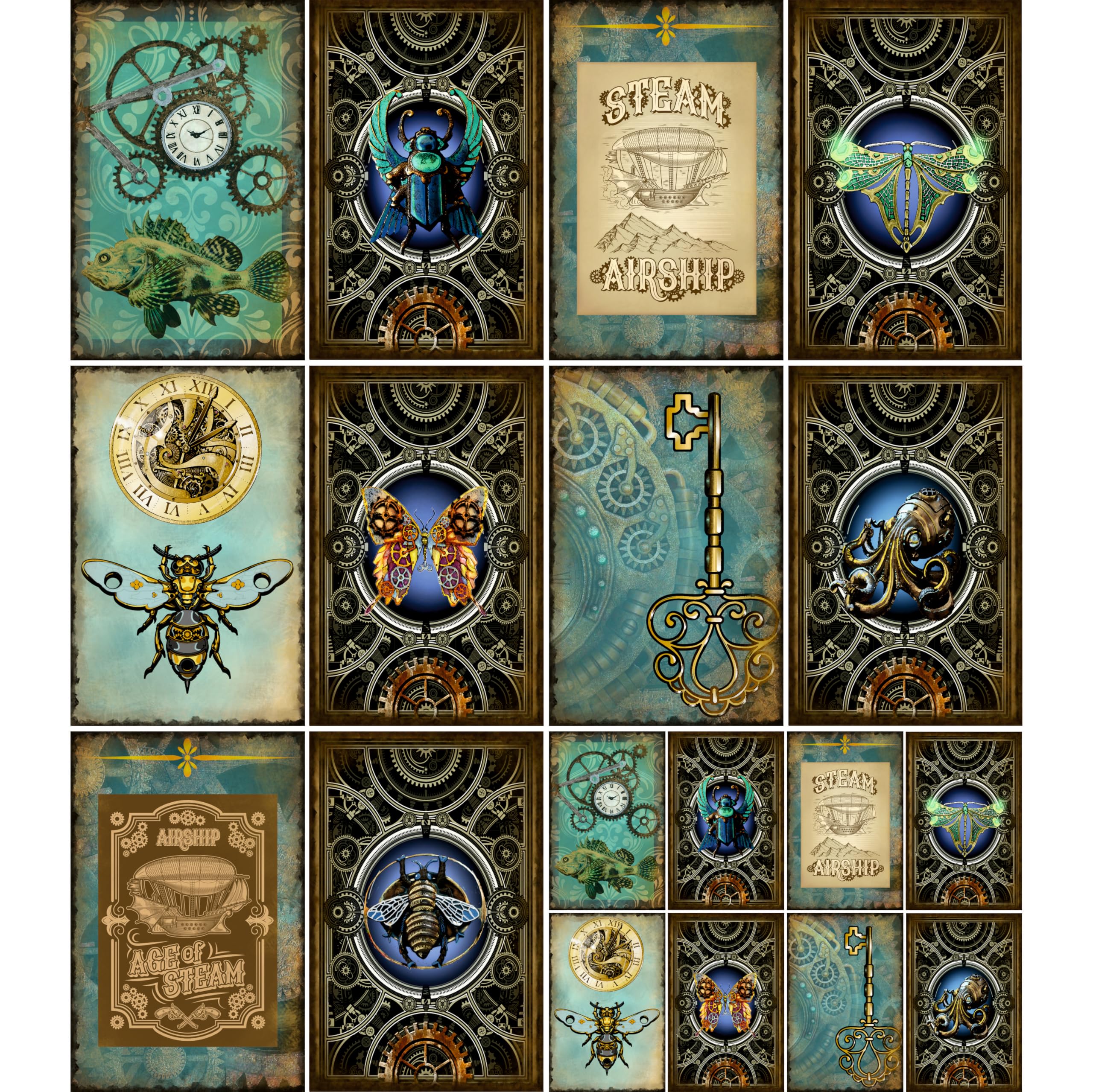 Steampunk Bugs Reispapier, 20,3 x 26,7 cm (A4), 6 Stück, 6 einzigartige Designs, vielseitige Decoupage-Designs für Kunstprojekte und Bastelarbeiten CRAFT KREATIVELY