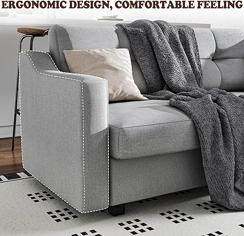 Miniatura 6 de Sofá modular convertible, sofá en forma de L, sofás de 5 plazas para sala de estar, apartamento pequeño, sofá modular reversible, gris claro