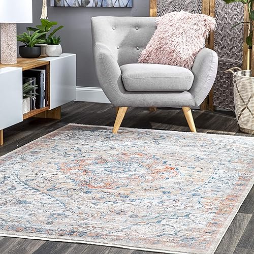 nuLOOM Maxine - Alfombra de área con medallón floral, 4 x 6 pies, color óxido