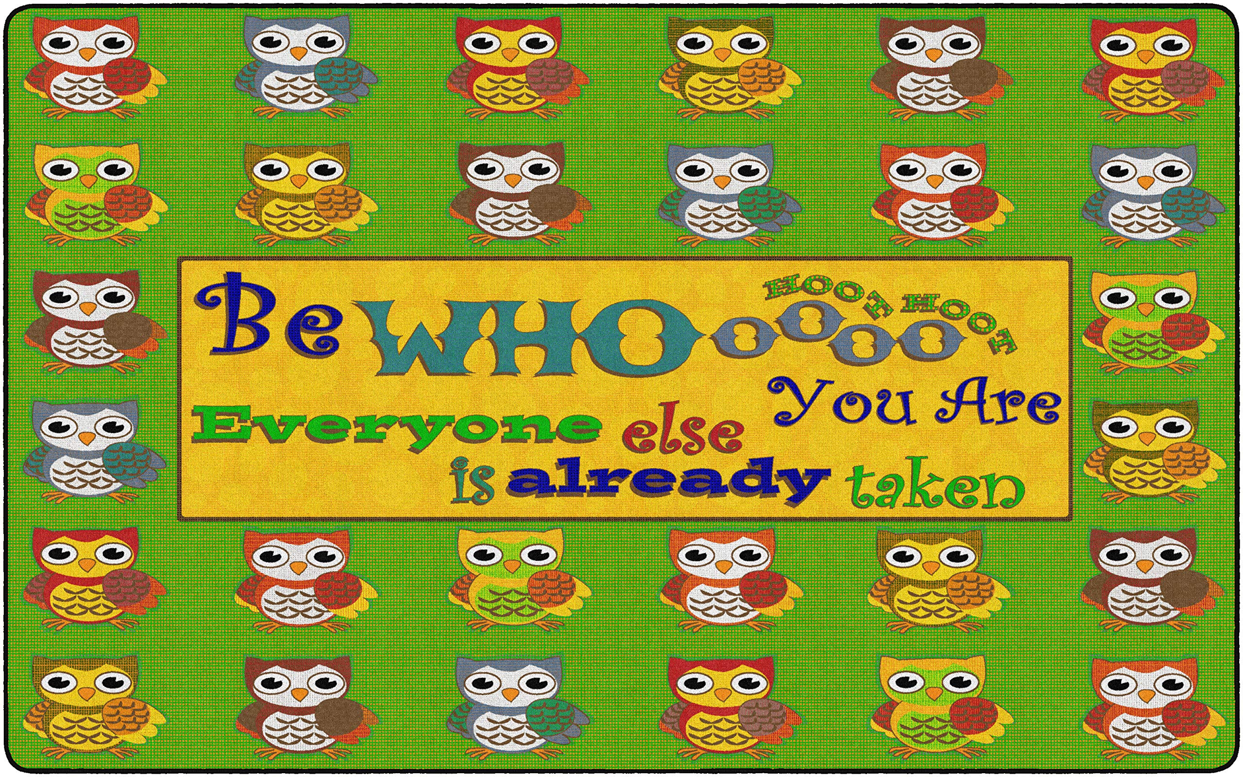 Flagship Carpets Be Whoooo You Are Educational Area Rug for Classroom, Play Area Mat, Home Learning or Kids Room Carpet, 7'6