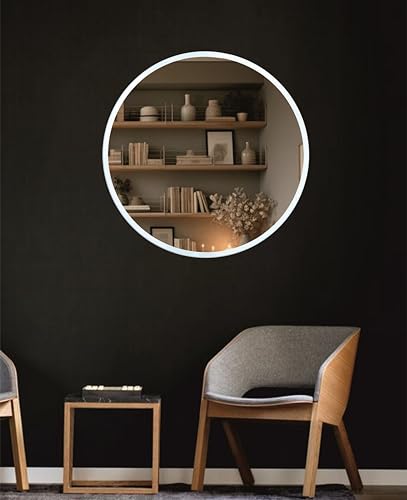 Image of Ali.G.I - Vanity Round Wall Mirror with Bright White Frame in 24 Inch / / Elegant Mirror for Bathroom, Bedroom, Living Room, Office, Entryways, Hotel, Restaurant (White, 24 Inch)