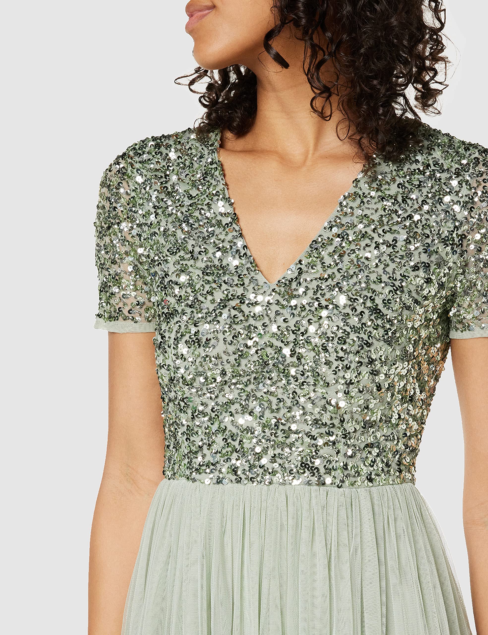 Maya Deluxe Damen Midi-Kleid mit V-Ausschnitt – Bild 3