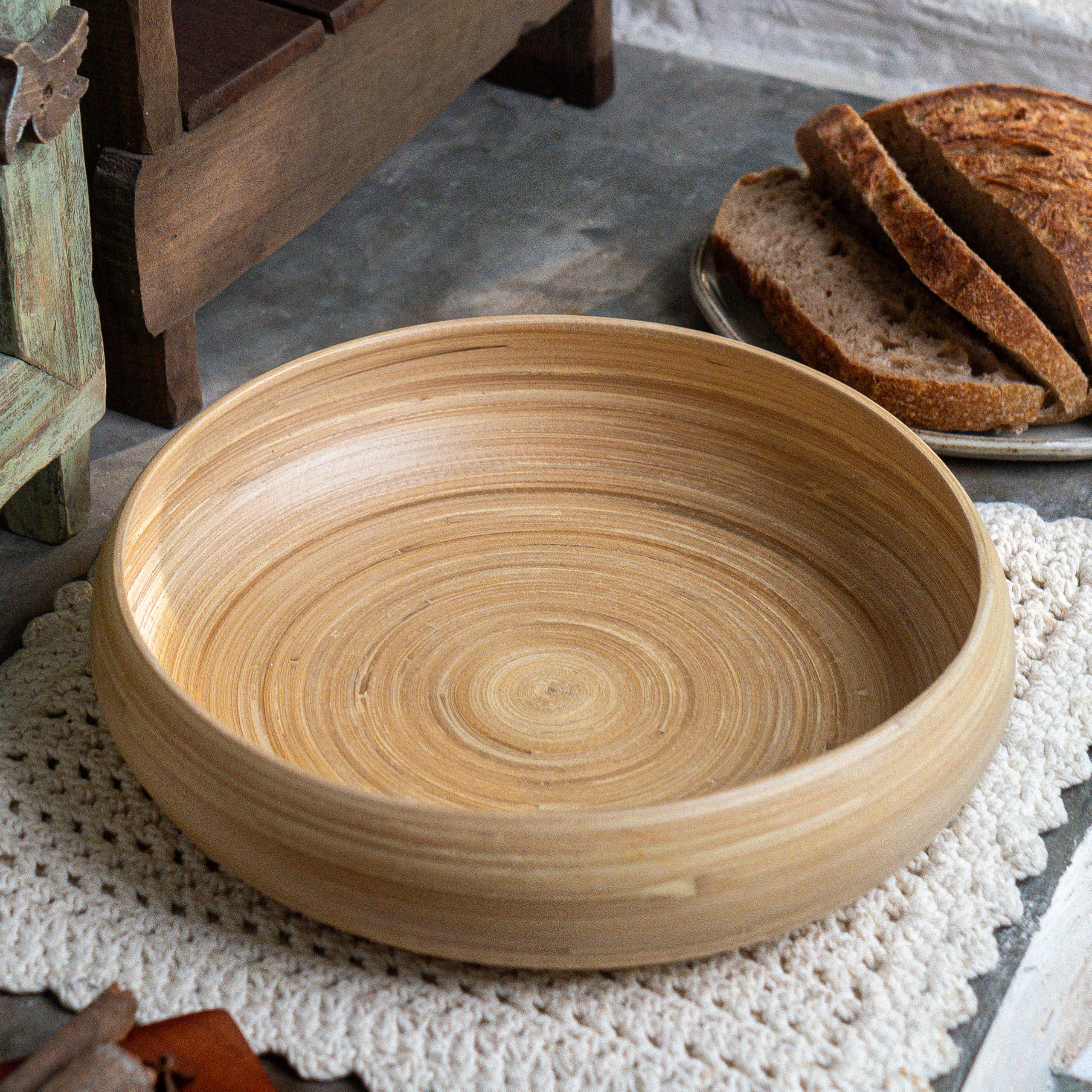 Jungle Culture® Large Bamboo Fruit Bowl 30cm, Natural Wooden Salad Serving Bowl, Sustainable Homeware - Image 2