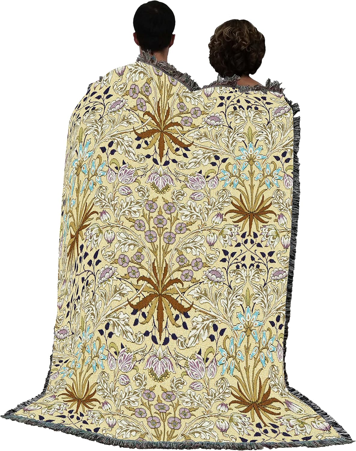 Pure Country Weavers William Morris Hyacinth Mauve Blanket - Arts & Crafts - Gift Tapestry Throw Woven from Cotton - Made in the USA (72x54)
