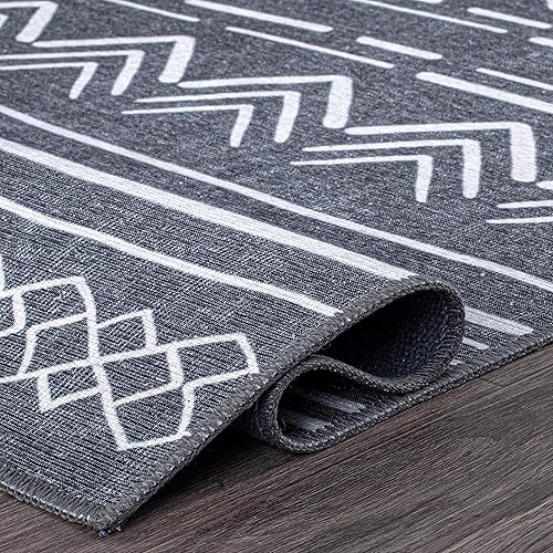 Miniatura 5 de Rugshop Alfombra de área contemporánea geométrica bohemia resistente a las manchas, ecológica, reciclada, lavable a máquina, 3 pies 3 pulgadas x 5